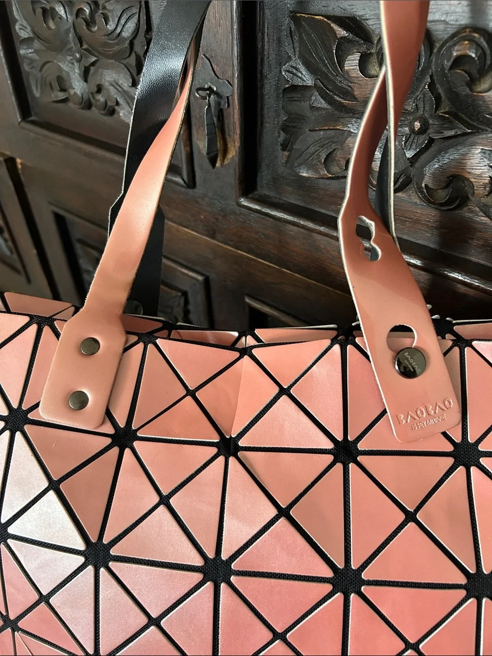 Inspired Geometric Tote Bag in Coral Pink